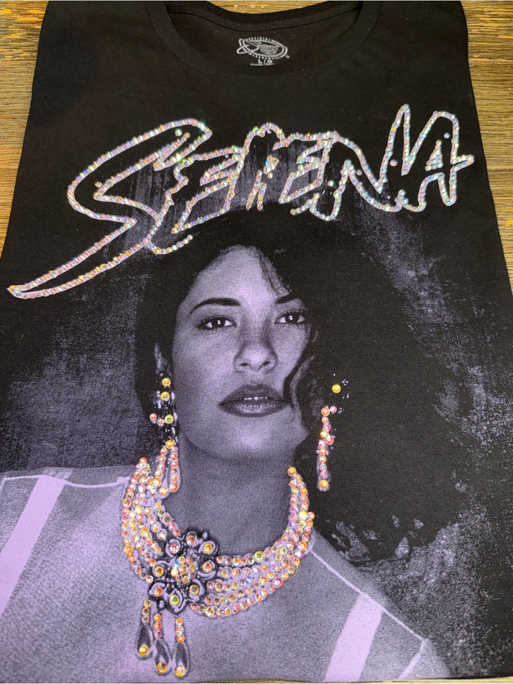 Black Selena Graphic Rhinestone Tee